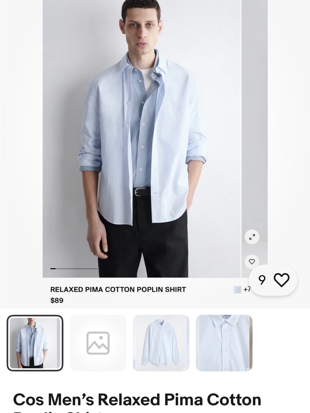 COS Light Blue Relaxed Button-Down Shirt